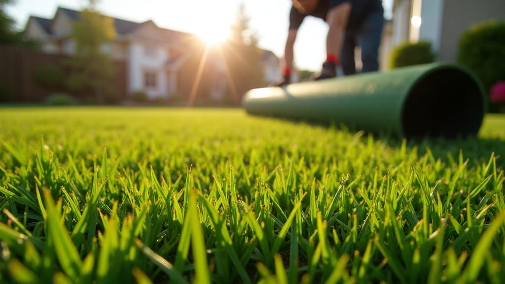 EverGreen Turf Solutions crew installing artificial turf in a backyard